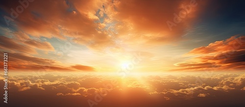 Sunset with beams of sunlight With copyspace for text