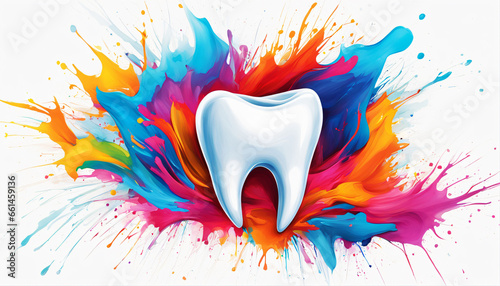 Colorful Enamel Art Tooth and Splash