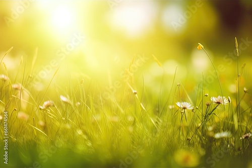 Vibrant summer meadow under sun. Meadow in full bloom. Bright and fresh scene. Nature canvas. Colorful spring in full sunlight. Garden of light. Sunny spring abloom