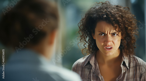 Women fight, they are angry and disgruntled, human emotions. Quarrel between girlfriends, conflict. 