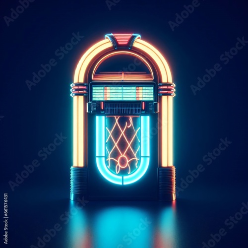 vintage jukebox with neon accents