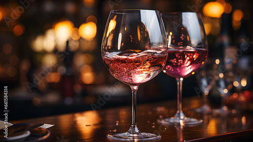 Glasses of rose wine