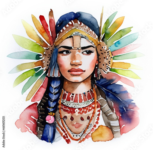 Namalowana Indianka portret