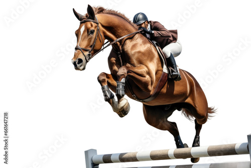 Horse Leaping Over Hurdles on isolated background