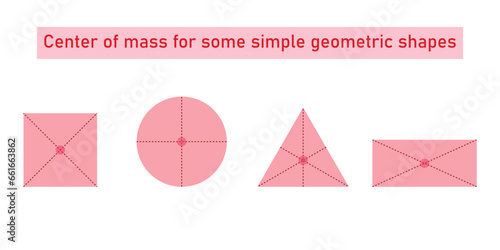 Center of mass for some simple geometric shapes. Circle, Rectangle, Triangle and square. Mathematics resources for teachers and students.