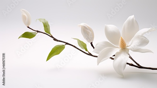 Portrait beautiful white magnolia flower isolated on white background AI Generative