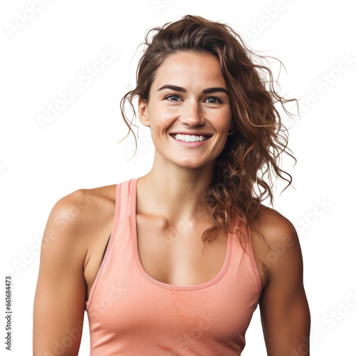 Healthy and physically fit woman, transparent background (PNG)