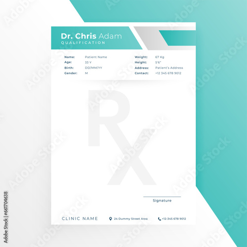 blank a4 pharmacy prescription paper template for medical care