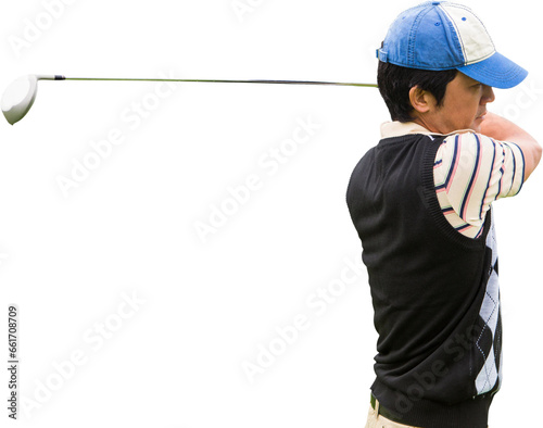 Digital png photo of golf player during game on transparent background