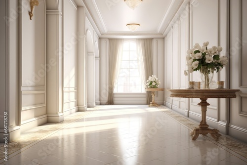 Modern European style home hall corridor renderings