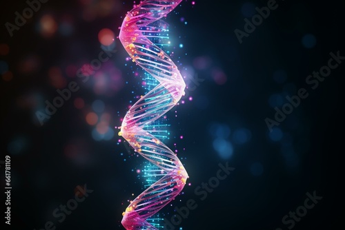 Visual representation of DNA's conceptual structure portrayed through digital illustration. Generative AI