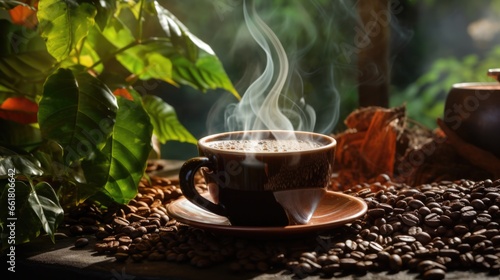 The Aroma Of Freshly Brewed Coffee Filled The Air. Сoncept Morning Coffee Rituals, Warmth Of A Mug, Coffee Lover's Paradise