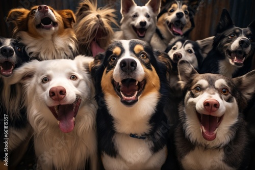 Grupo de perros esperando ser adoptados. 