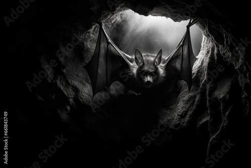 Black and white photo of bat abstract