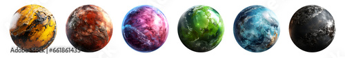 Set of realistic planets isolated on transparent background. Generative AI