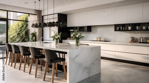 Modern white kitchen in luxury home