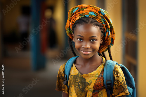 Portrait of African girl at elementary school