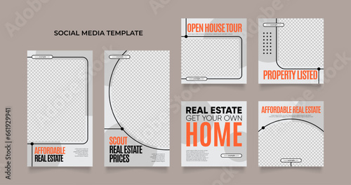 social media template banner house realtor property architecture service promotion. fully editable instagram and facebook square post frame puzzle organic sale poster