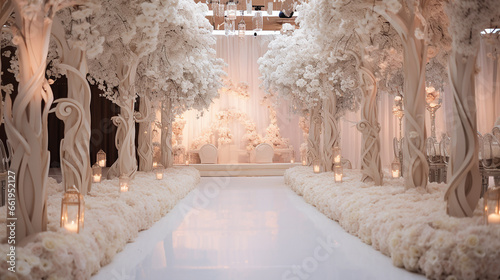 decoração linda de casamento com flores brancas 