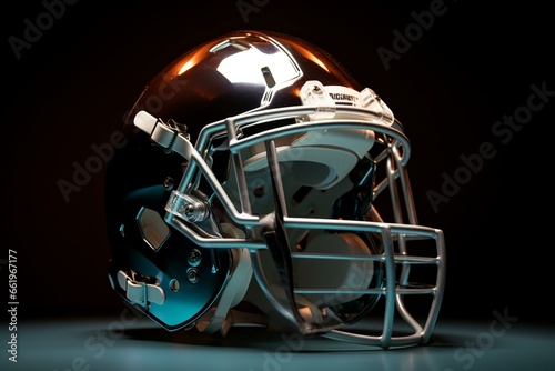 Helmet in stadium lights. Generative AI