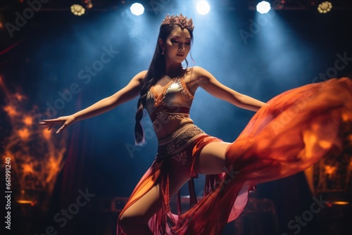 Asian Woman Dancer Employment Attractive Setting Generative AI