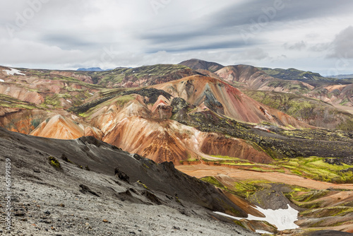 Colorful mountains of landmannalaugar national park in iceland. Beautiful icelandic landscape.