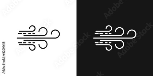 wind icon set. windy air vector symbol. breath blow sign in black and white color.