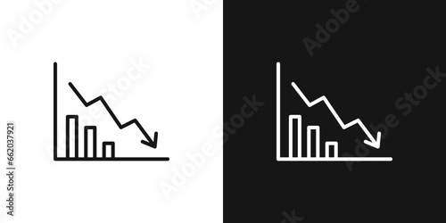 business graph down thin line vector icon illustration