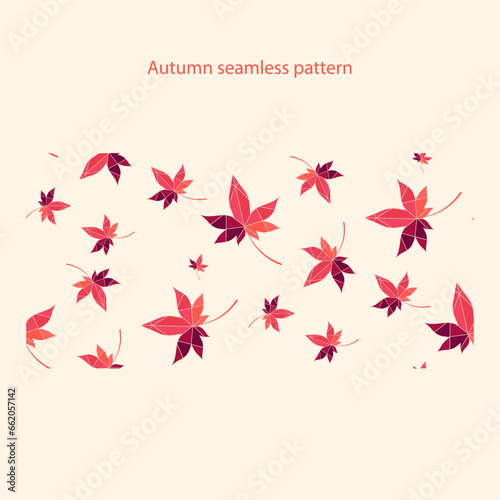 autumn maple leaves seamless pattern polygon style