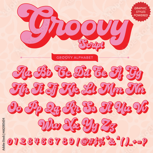 Abstract groovy Script Retro Font template design