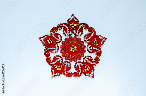 Diwali festival decorative object that can put with diwa lamp for decoration on white background.