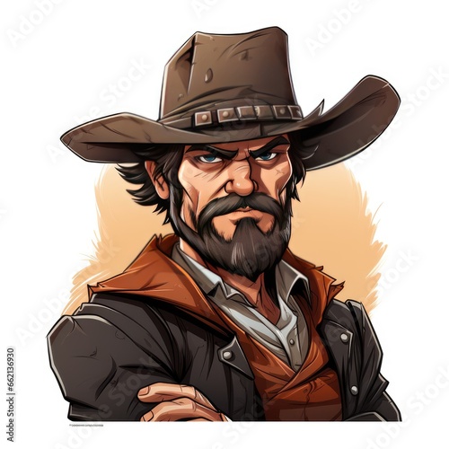 Gruff cowboy character in a western movie