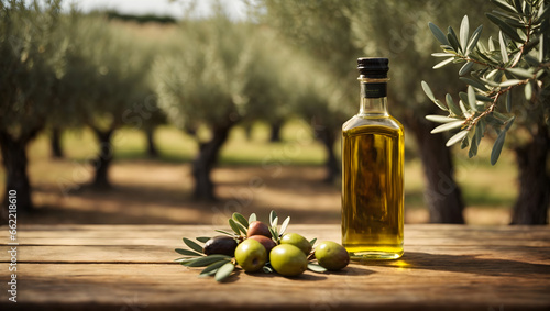 bottle of oil and olives