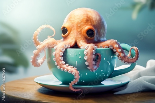  octopus in a large cup of coffee