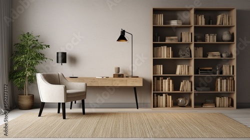 Sisal carpet in a minimalist study room