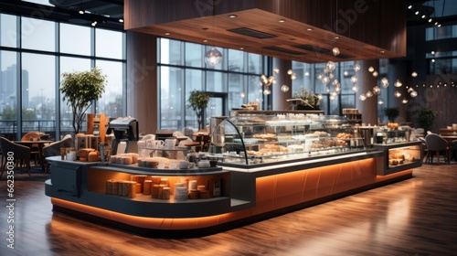 interior design of coffee cafe and bakery