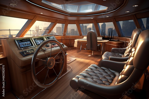 Luxurious interior of a modern yacht