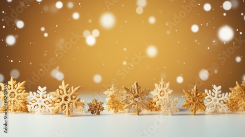 gold snowflakes with copy space