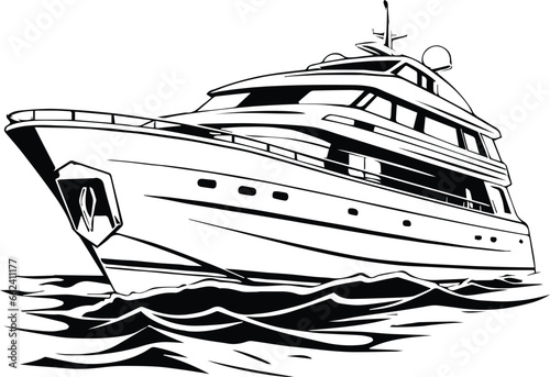Luxury Yacht Logo Monochrome Design Style