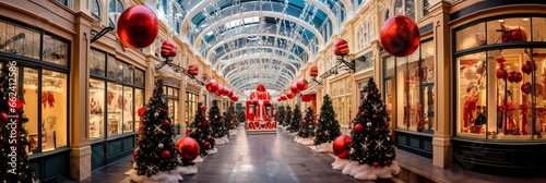 stores adorned with holiday decorations, combining the festive spirit with the shopping frenzy.