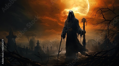 Grim Reaper Guiding Lost Souls - Halloween