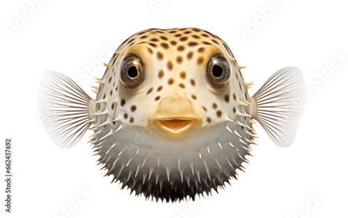 Puffer Fish Running Wild with Love on a Clear Surface or PNG Transparent Background.