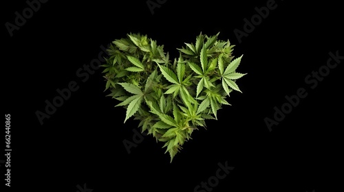 Marijuana Cannabis lants in the shape of a decorative heart