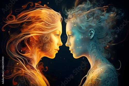 Ethereal Cosmic Connection of Twin Flames. generative ai
