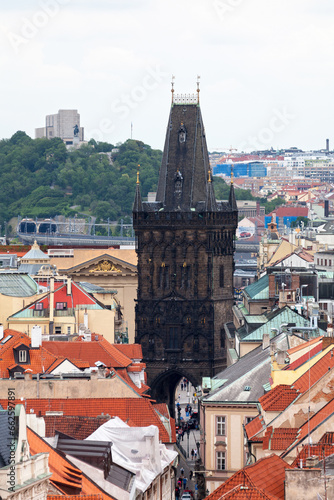 Aerial view of the Powder Tower in Prague