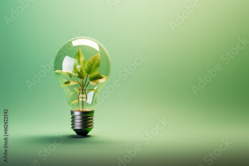light bulb against green background with energy sources, Sustainable developmen and responsible environmental, Energy sources for renewable, Ecology concept.