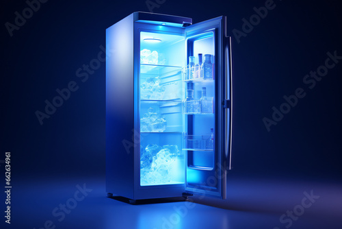 3d refrigerator freezer on dark background