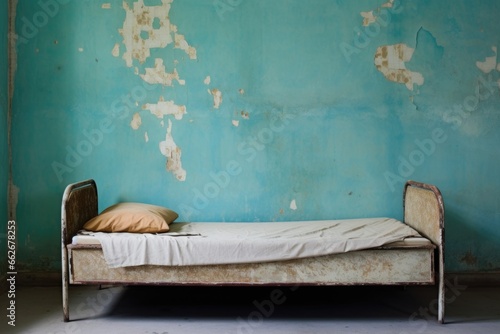 a one-sided worn-out bed indicating a long absence