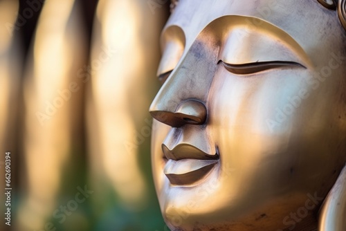 close-up of a serene buddha face sculpture