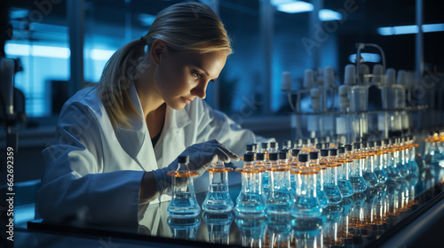 Drug Formulation: Scientists fine-tuning drug formulations in modern laboratories.